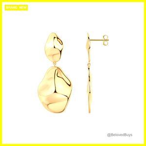 14K Gold Plated 925 Sterling Silver Teardrop Dangle Earrings